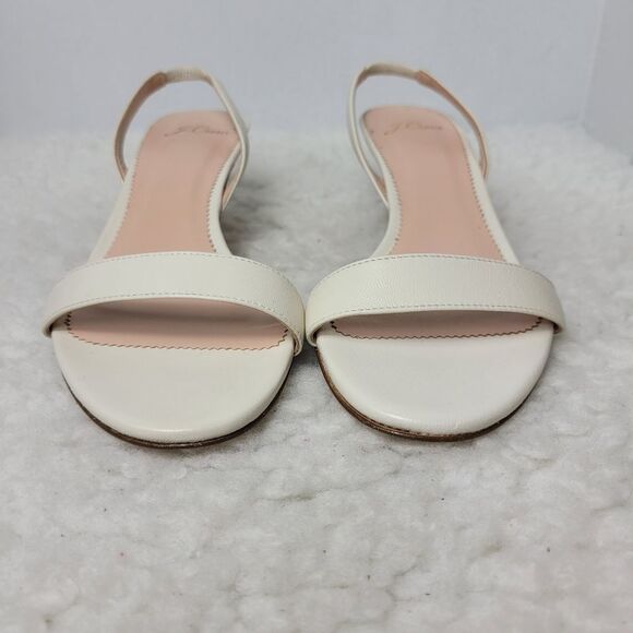 J.Crew Womens Heel Shoes Size 9 Ivory Leather Simple Slingback Open Toe Sandalsl - Picture 2 of 8